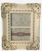 Set of 2 Picture Frames, Off White, Shabby Chic Style.