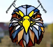 Handmade Huge WEDGE TAIL EAGLE Stained Glass SUNCATCHER Wildlife Bird Lover Gift