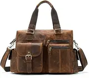 [HAMKVBPR] Mens Briefcase Vintage Men Leather Messenger Handbag Laptop Briefcases Daily Casual Business Travel Shoulder Bag Messenger Bag for Work Business