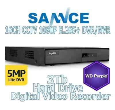 SANNCE 5-in-1 16CH CCTV 1080P Digital Video Recorder DVR (WD 3TB HD) - [388]