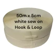 Bondex 50m x 5cm Hook and Loop tape sew on white