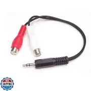 6in Stereo Audio Cable - 3.5mm Male to 2x RCA Female