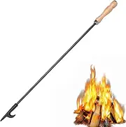 AGM Fire Pit Poker, 32" Fire Poker Stick with Wooden Handle for Campfire, Fireplace, Bonfires, Heavy Duty Wrought Iron Fire Pit Tools Accessories for Outdoor & Indoor