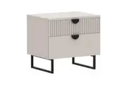 Sarantino Tessa Fluted 2-Drawer Bedside Table in Taupe