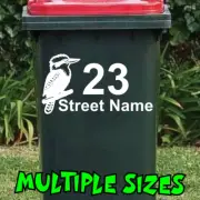 Custom Wheelie Bin Sticker Decal Kookaburra House Number Street Name Rubbish