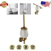 Stainless Steel Handle Antique Brass Toilet Brush Holder - 360° Clean Solution