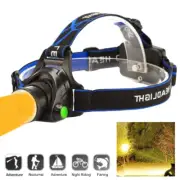 LED Headlamp Rechargeable Headlight Zoom Head Torch Lamp Warm Yellow 3 Mode
