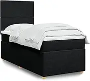 vidaxl - Box Spring Bed/Single Bed with Mattress/Bedstead King Single - Black Fabric/Polyester for Bedroom Relaxation