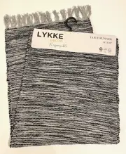 Lykke Decor Responsible 16x80 Table Runner Black/Gray Eco Friendly Recycled NWT