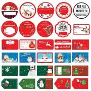 132 PCS Christmas Tags Stickers Self Adhesive Santa Snowmen Xmas Tree Deer Ch...