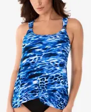 Miraclesuit Womens Lynx Lazuli Dazzle Tankini Swim Top Size-10,Delphine Blue