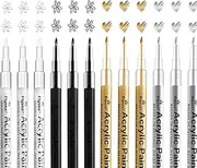 12 Pcs Acrylic Paint Pens, BetterJonny 0.7mm Paint Marker Permanent Paint Pens for Rock Painting, Wood, Ceramic, Glass, Canvas, Metal, Plastic mark