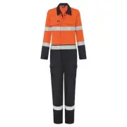 Boomerang Two-Tone Hi-Vis FR Coveralls W/ Reflective Tape Orange/Navy, 112 Regul