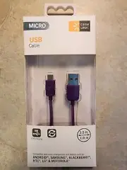 Case Logic Purple Micro USB Cable 3.5'/1.0m Sync and Charge