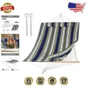 Quilted Polyester Rope Hammock - Heavy Duty, Supports 475 lbs - 76" L x 52" W