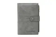 Women Men RFID Passport Card Holder Combo Travel Wallet With Zipper Card Slots-Gray