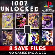 Spyro the Dragon PS1 PS2 Memory Card 100% Unlocked Completed Saves
