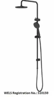 Methven KROME HANDSET & OVERHEAD SHOWER DRENCHER 3 Spray Setting 800mm BLACK