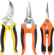 Garden Pruning Shears, 3 Pack Handheld Scissors Set, Bypass Pruning Shears, Tre