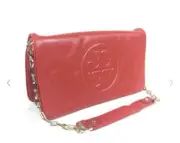 Tory Burch Bombe Reva Tory Red Leather Clutch and Shoulder Bag - $350.00 MSRP!