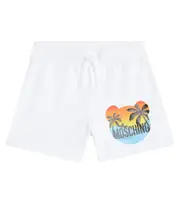 [Moschino Kids] Moschino Kids Printed cotton-blend jersey shorts Y 10 white