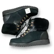 Cole Haan Zerogrand Explore Upstate Hiker Boots Black Real Fur Shearling Lining