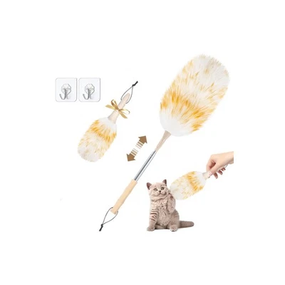 LOVECO Feather Duster for Cleaning, Extendable Lambswool Duster 29-49 Inch fo...