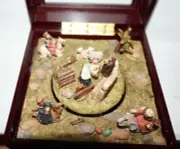 Wooden Nativity Music box plays Silent Night