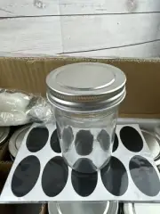 Kitchen Storage Glass Jars Set w/ Labels & Sponge Bottle Cleaning Brush