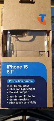 iphone 15 protection bundle , glass screen protector , clear case,