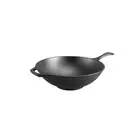 Chef Style Wok 12"Dia Seasoned Cast Iron Black Superior Heat Retention Oven Safe