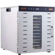 10 Trays Food Dehydrator Machine Stainless Steel 1000W Jerky Fruit Drying