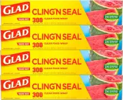 Cling N Seal Plastic Food Wrap, 300 Square Foot Roll - 4 Pack (Package May Vary)