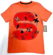 BOYS Offcorss Top T-Shirt Orange " Yeah Pizza " Size 10