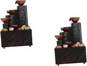 BESPORTBLE 2 Sets Small Desk Fountain with Led Lights Floating Mini Water Pump Pebble Decor Tabletop Water Feature for Office
