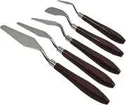 5 Pcs Stainless Steel Palette Knife Mixed Scraper Set Spatula Knives for Artist Oil Painting with Wood Handle