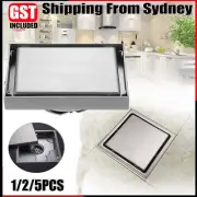 1/2/5PCS Tile Insert Smart Floor Grate Waste Drain Silver Shower Bathroom 100mm