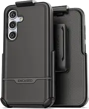 Encased Rebel Designed for Samsung Galaxy S24 Belt Clip Case (2024) Protective Phone Case with Holster (Black) (S24)