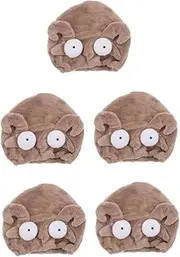 Minkissy 5pcs Adorable Cartoon Hair Drying Cap Microfiber Hair Towel Wrap Head Towel Soft Fleece Dry Hat for Spa