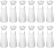 Binxind 24-Piece Children's Apron and Chef Hat Set Adjustable Children's Kitchen Apron for Cooking and Painting
