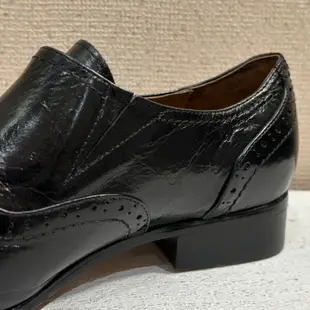 [HERLS 樣品鞋] 光澤全真皮雕花單釦孟克鞋牛津鞋 黑色 40號 原價$3880