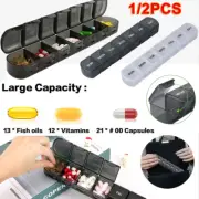 2x 7 Day Large Pill Box Holder Tablet Container Organiser Dispenser Storage Case