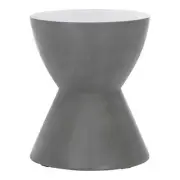 Pemberly Row 17.7" Round Concrete Indoor/Outdoor Accent Table in Dark Gray