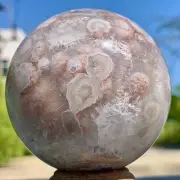 422G Natural Sakura Flower Agate QUARTZ Sphere Crystal Ball Reiki Healing