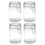 4x Lemon & Lime Fresco 700ml Glass Clip Jar 15.5cm Kitchen Storage Container CLR