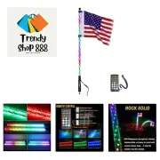 3FT0.9M RF Remote Control RGB LED Whips Light with Dacning/Chasing Light LED ...