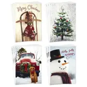 Boxed Christmas Cards Assortment with 4 Designs, 12 Cards and Envelopes
