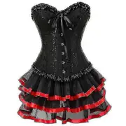 Sexy Corsets Dresses For Women Plus Size Costume Overbust Burlesque Corset And Mini Skirt Set Tutu Corselet Zekai Red XXXXXS