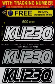 2X Boat Rego Stickers 150mm Boat registration Numbers Bubble Free Marine Vinyl