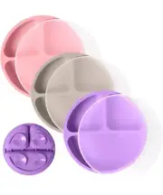 WeeSprout Suction Plates with Lids for Babies & Toddlers - 100% Silicone